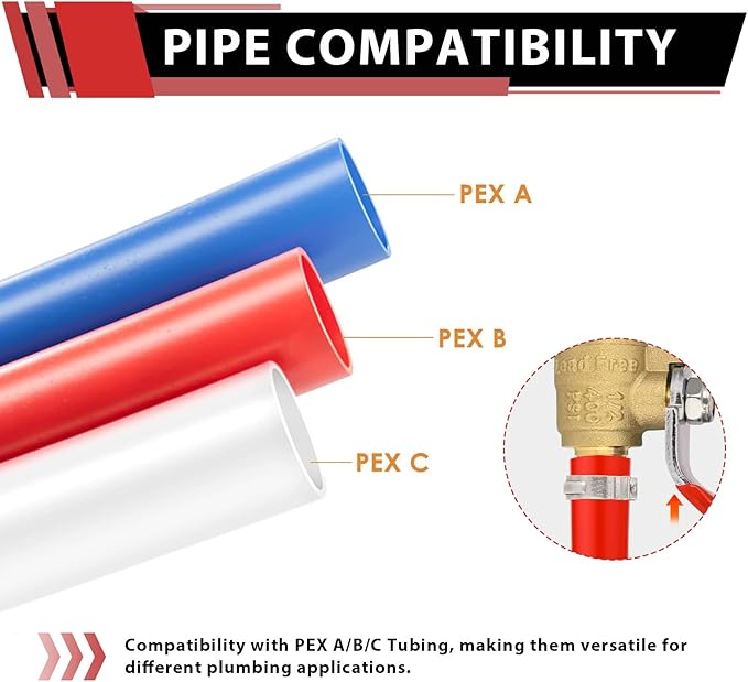 10-Pack EFIELD 3/4 Inch Barb Crimp Pex Brass Full Port Shut-off Ball Valve, Red Level, ASTM F1807,(VALVE019)