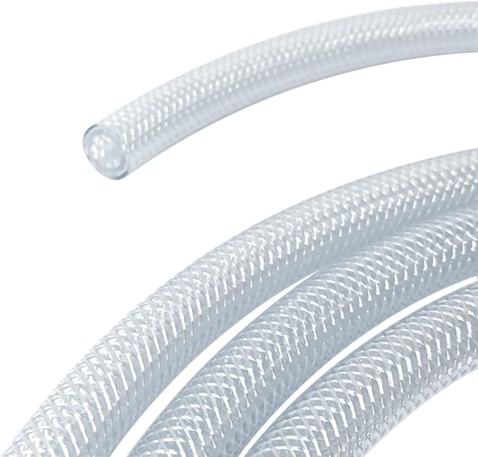 Gloxco Clear Braided PVC Tubing, Food Grade, Heavy Duty Reinforced Hose, 1/4" ID, 300 Ft Length
