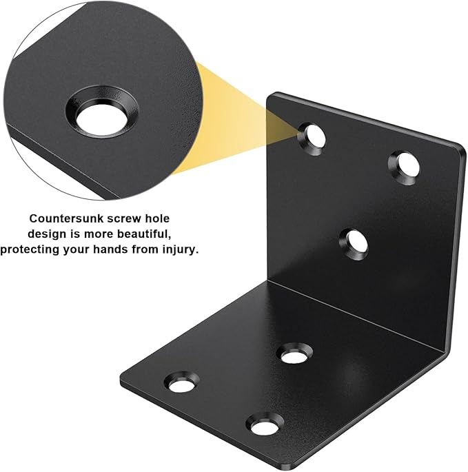 20 Pcs Metal Corner Braces, 2in L Brackets for Wood, 90 Degree Heavy Duty Wide Corner Black Metal Corner Bracket for Wood Furniture Bed Chair