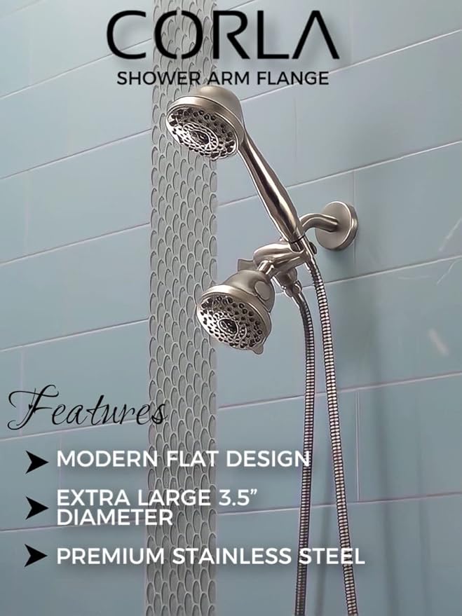 Corla Modern Shower Arm Flange 3.5" Extra Large | Universal Escutcheon Replacement Cover Plate Round (Matte Black)