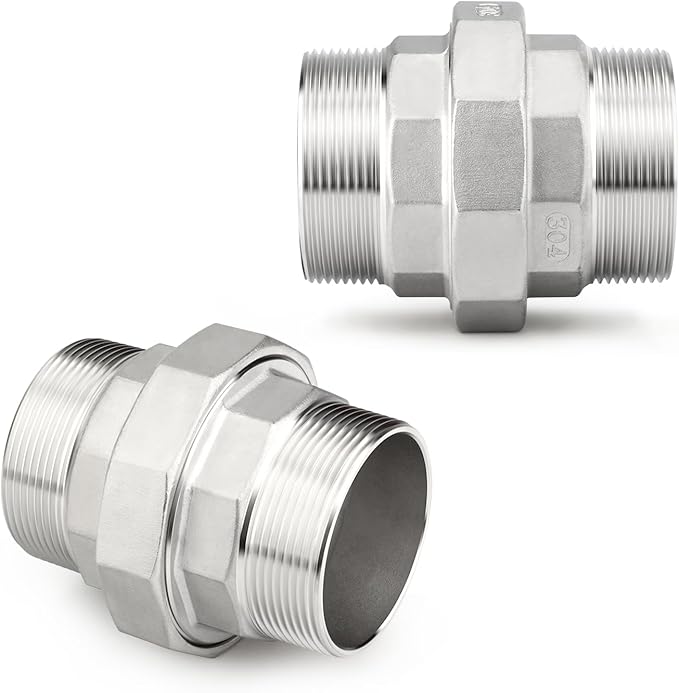 TAISHER 1PCS 304 Stainless Steel Union，3" NPT Male x 3" NPT Male Cast Pipe Fitting