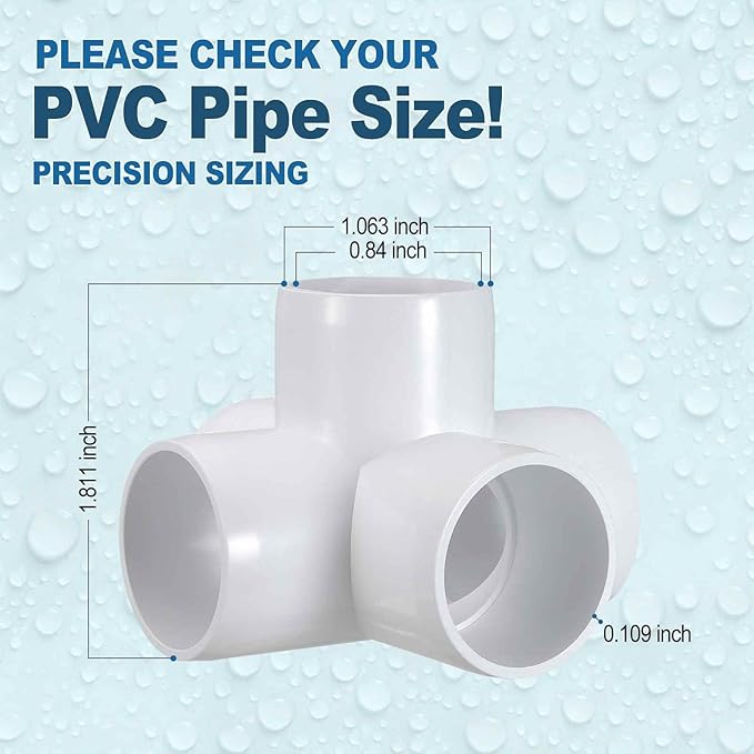 10 Pack 1/2" SCH40 PVC Elbow Pipe Fitting, 5-Way PVC Elbow Corner Side Outlet Cross Fitting, Furniture Grade Pipe Connectors for DIY Project, Pond Protection, Socket x Socket