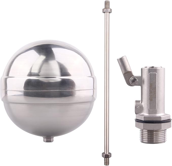 Stainless Steel Float Ball Valves - 1/2' NPT Male Thread Flow Control Float Sensor Valve Automatic Water Level Control For Tank Pond Water Tower (pack of 2)