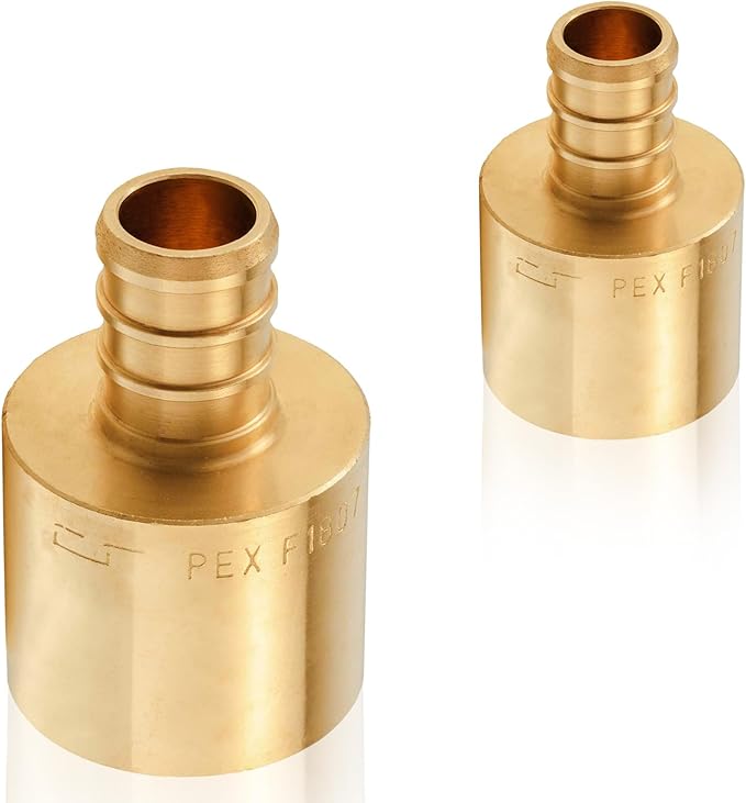 25-Pack HeSun PEX Fittings, 1/2" PEX x 3/4" Female Sweat Adapter (Over Copper Tube), Brass Crimp Fitting for ASTM F1807(PEX1807131-25)