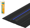 ToLanbbt 10Ft/3.05M Universal Garage Threshold Seal Strip with 300ml Black Sealant/Adhesive, Garage Door Bottom Weatherproof Strip Rubber DIY Weather Stripping Replacement (Black-Blue Line)