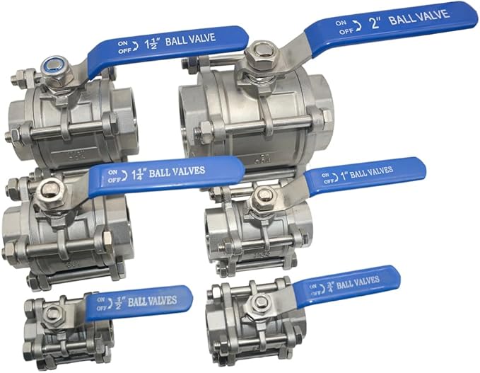 Ball Valve NPT Thread - Stainless Steel 304 Female 3-Piece Full Port(3/4'')