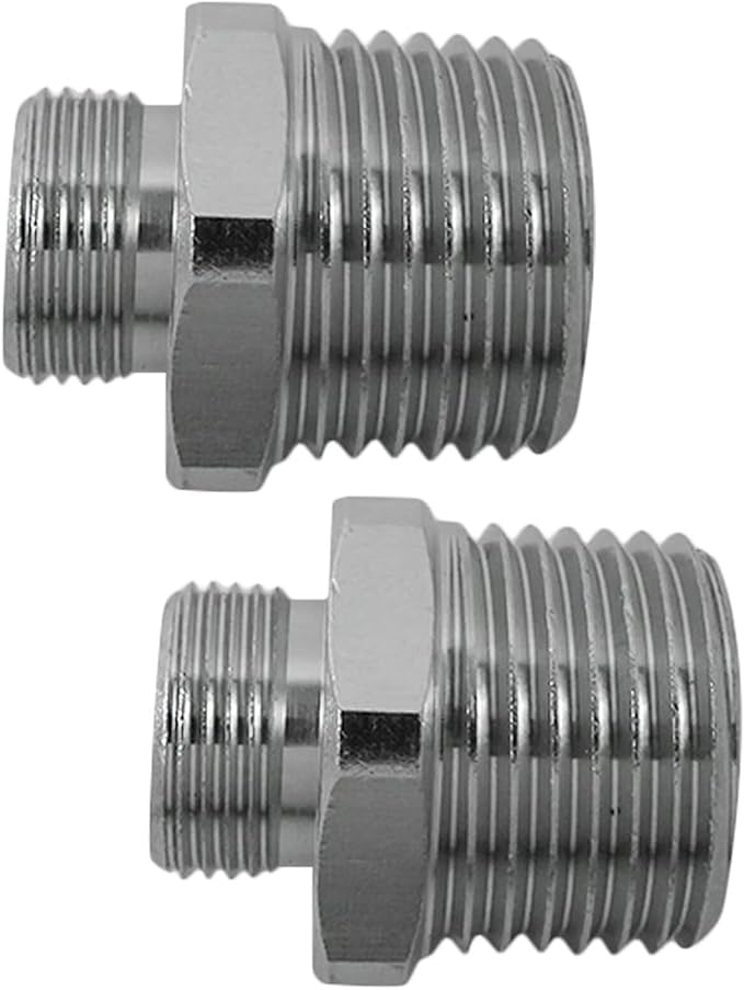 2 Pack 1/2" to 3/8" Faucet Supply Line Adapter, 2-Pack Brass Hose Connector with Rubber Washer for RV Kitchen Plumbing