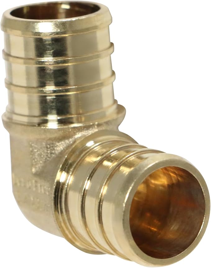 XFITTING Pex 3/4 Inch x 3/4 Inch Pex Elbow Brass Crimp Fitting, 23-2-2=25X, 25 Pieces