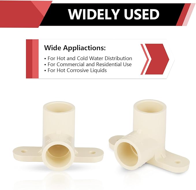 (Pack of 50) EFIELD CPVC Pipe Fitting, 3/4"Slip x 3/4"Slip CPVC-CTS 90-Degree Drop Ear Elbow(Wing Elbow),(CPVC047-10-50PCS)