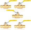 1/2-Inch Copper Press X Press Ball Valve for Copper Tubing,Brass Full Port Water Stop Shut Off Ball Valve,1/4 Turn with EPDM O-ring(Pack of 5)(VALVE242-5Pack)