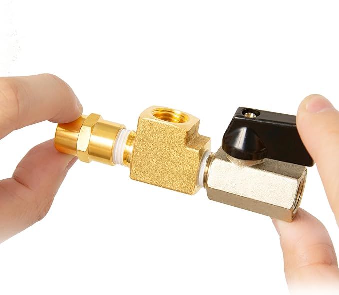 ChillWaves Brass Pipe Fitting, Barstock Male Run Tee 1/2" NPT Female x 1/2" NPT Female x 1/2" NPT Male Thread Adapter(1-PACK)