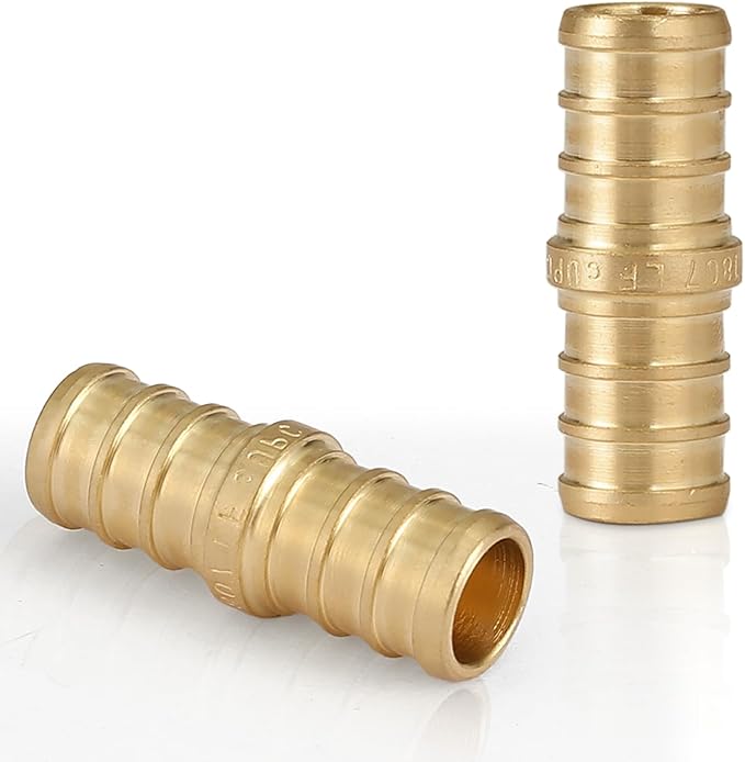 100-Pac HeSunk PEX Fittings, 3/4"x3/4" Pex Straight Coupling, Brass Crimp Fitting for Pex Pipes, ASTM F1807(PEX1807006-100)
