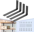 CLT Black Shelf Bracket, 6” X 4” Quarter Inch (1/4") Thick- Max Load: 330 lb Rustic Industrial Modern Farmhouse Heavy Duty Cold Rolled Steel Bracket for Table Bench, Space Saving DIY, Pack of 4
