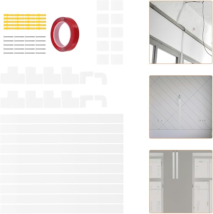 NOLITOY Cord Cover Kit Wire Channels to Hide Wires Cable Hiders Conceal Cords Wall Easy Install Paintable Wall Mounted for Home Office