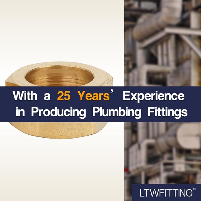 LTWFITTING 7/8-Inch Brass Compression Nut,Brass Compression Fitting(Pack of 200)
