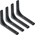 SAYAYO Metal Shelf Brackets, 8 x 6 Inch Heavy Duty L Angle Brackets Shelf Hardware Decorative Wall Hanging Supports for Floating Storage Shelf, 4 PCS Matte Black