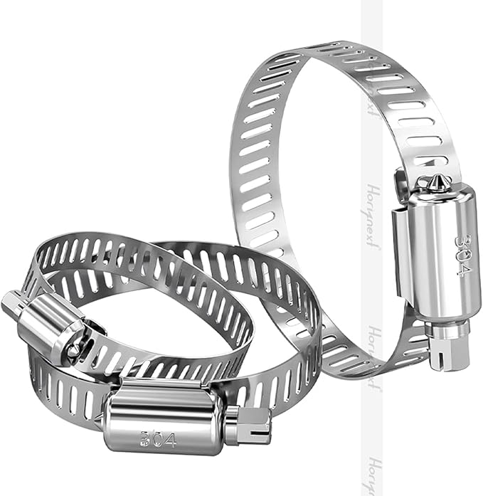 5 inch stainless steel hose clamp, adjustable metal worm gear assortment kit for water pipe (6 pcs)