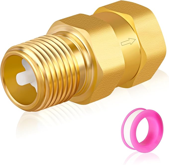 RV Water Heater Check Valve, 1/2" NPT Male to Female Thread Hot Water Heater Backflow Preventer, Lead-Free Brass Plumbing Backflow Check Valve for RV, Camper, Motorhome, Trailer