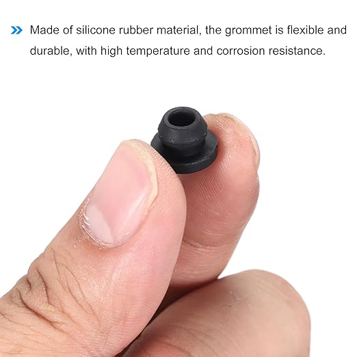 MECCANIXITY 20Pcs Snap Rubber Grommet Plug Mount Dia 7mm ID 4.5mm Narrow Groove Width 2mm Seal Anti-Scratch for Electrical Box Cable Pipes Black