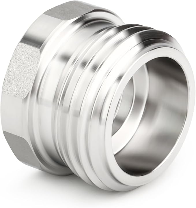 TAISHER 5PCS 304 Stainless Steel Garden Hose Adapter, Hex Bushing 3/4" GHT Male x 1/2" BSP Female Garden Hose Connector