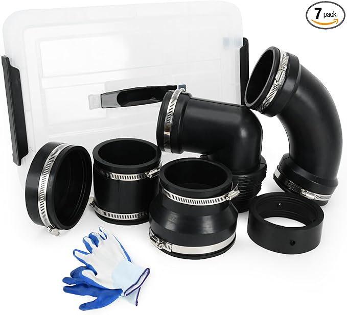 RV and Camper Sewer Waste Plumbing Connection System Kit with Slip Fit Coupling Adapter For 3 inch Pipe RV Sewer Hose Fittings RV Sewer Adapter
