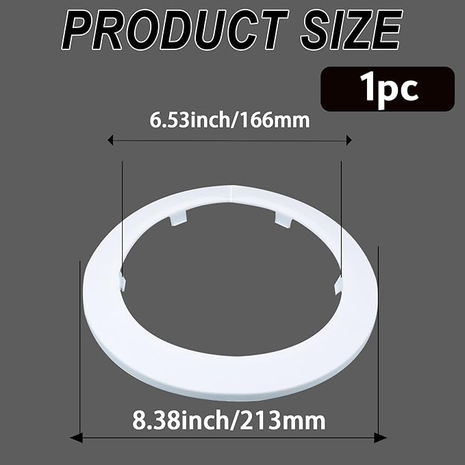 160mm Pipe Cover Decoration; Fit 6.29" Outer Diameter Pipe/Hole; White PP Plastic Escutcheon Collar; Snap-on Water Escutcheon Plate for Bathroom Kitchen Wall Tube Decor 1Piece