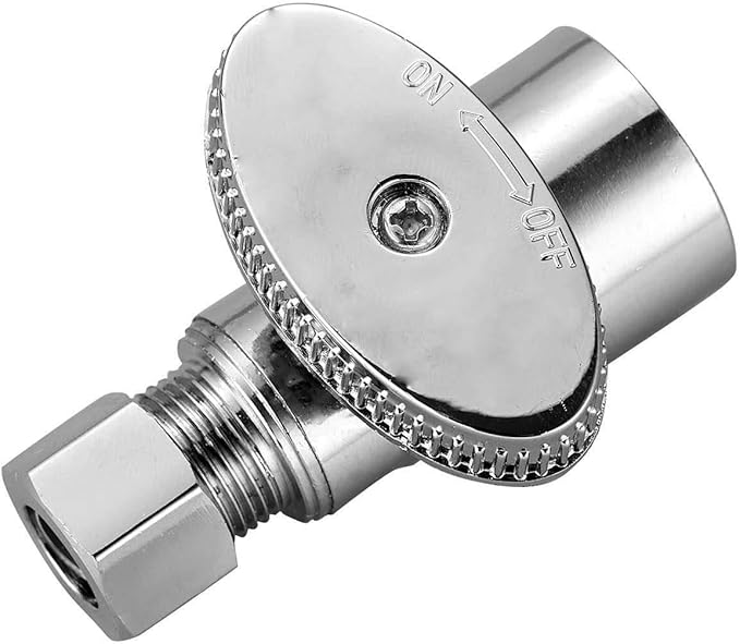 2 Pack Brass 1/2 Inch FIP x 3/8 Inch OD Compression Quarter Turn Straight Water Angle Stop Valve Shut Off