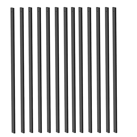 100 Pack Deck Balusters with End Caps&Screws- Upgraded 26'' Rectangle Metal Railing Spindles Kit for Decks,Hollow Flat Deck Balusters for Deck Railing Porch