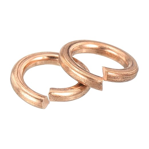 uxcell 80 Pcs Spring Lock Washer, M6 Split Lock Washer Assortment Copper Lock Washers for Screws Bolts Nuts