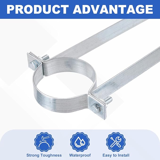 PATIKIL 4 Inch B Vent Wall Strap, 2 Pack Galvanized Round Gas Vent Pipe Strap Ventilation Open Ring Hanger Vent Wall Bracket for B Type Vent Pipe, Silver