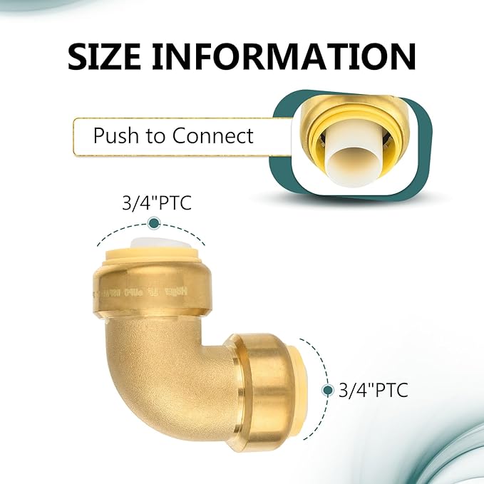 (Pack of 30) Niikappu 3/4 Inch x 3/4 Inch Elbow Brass Fitting, Push to Connect Brass Plumbing Fitting, PEX, Copper, CPVC, PE-RT Pipes