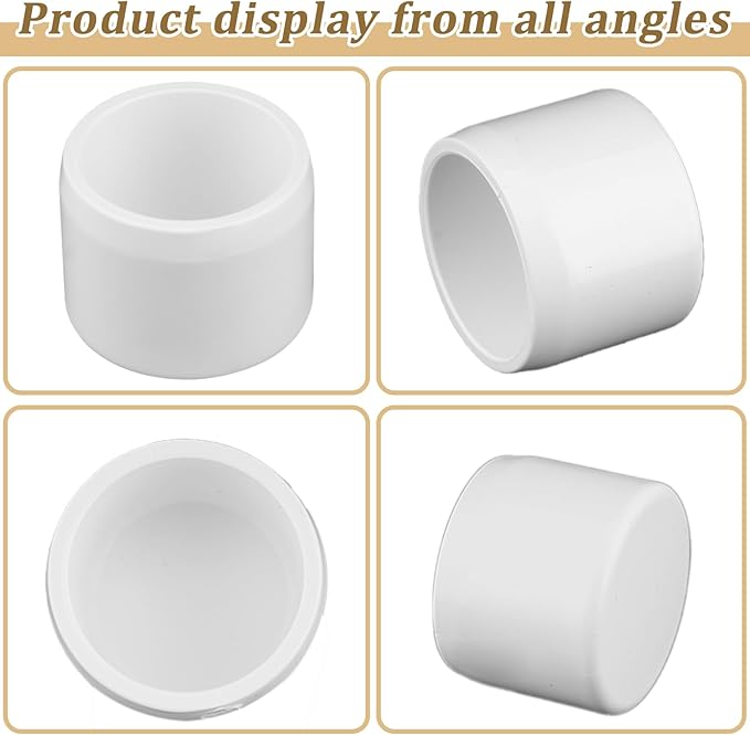 12-Pack 3/4" PVC Fittings End Cap, Furniture Grade PVC Pipe Fittings 3/4 Inch End Cap, UV Resistant, Fits SCH40 Pipe DIY Garden Shelves, Greenhouse, Shed and Outdoor Structures