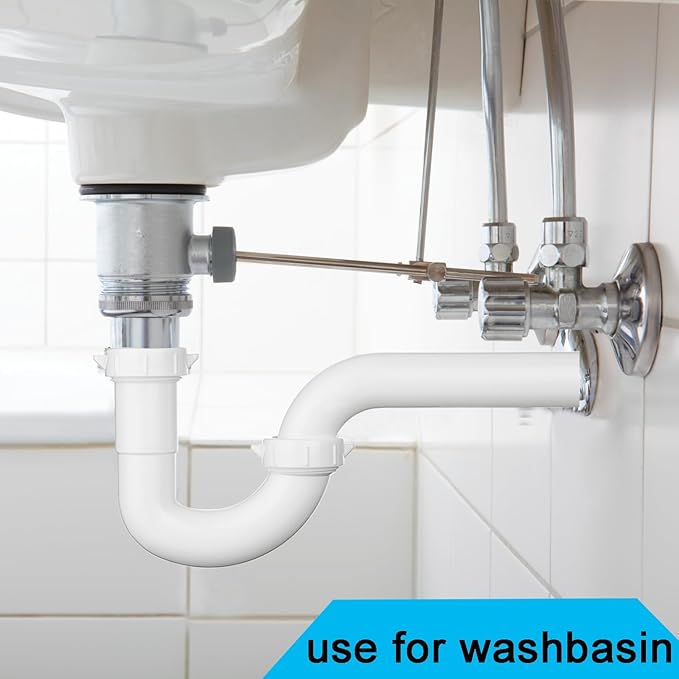 (1 Pack) Yariwiz White 1 1/4 Inch Basin Sink Drain Pipe Tubular Kit, Not Used for Kitchen Sink KSD-003W