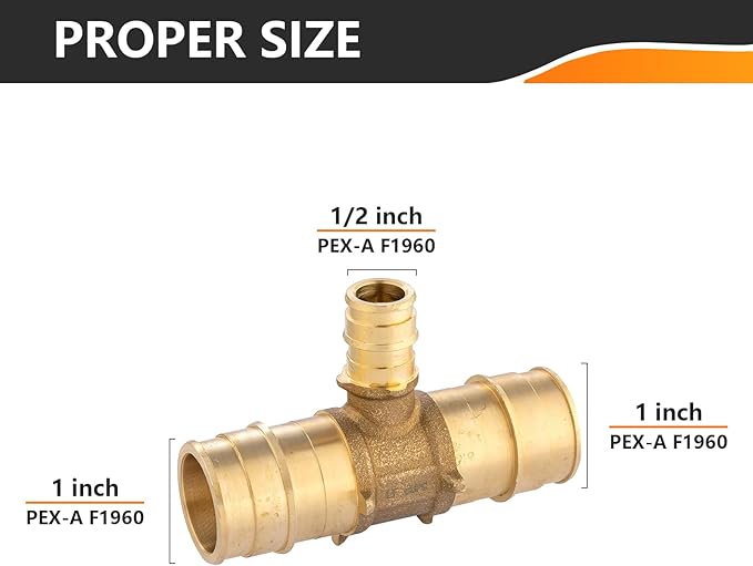 10-Pack HeSun PEX-A Fitting, 1"x1"x1/2" Expansion Tee, PEX Expansion Fitting Tee, ASTM F1960(PEX1960049-10)