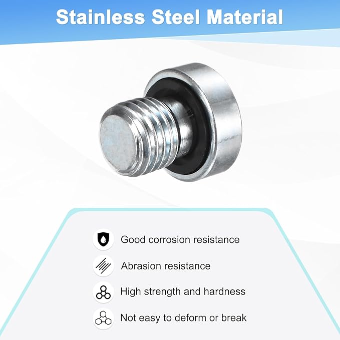 6-Pack M8x1mm Inner Hex Head Pipe Fitting Plug, Carbon Steel Sensor Socket Plug with Seal O-Ring for Terminate Pipe Ends/High Pressure Washer, Sealing Screw