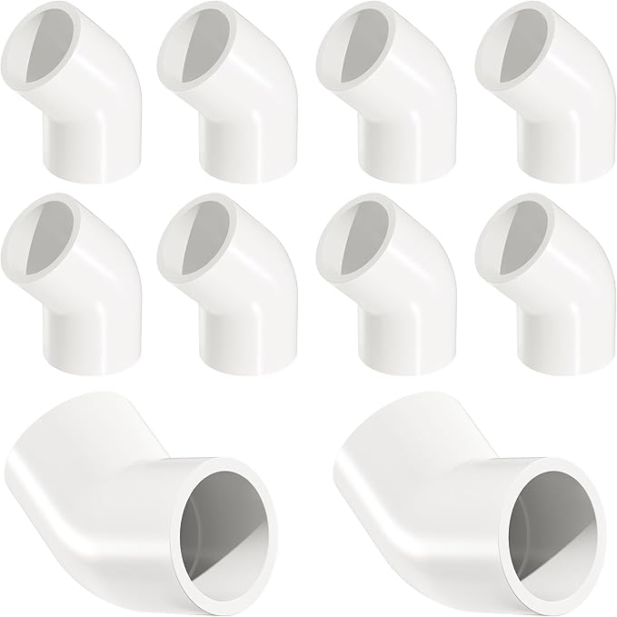 2" 10 Pcs 45° Elbow Pipe Fittings (Socket x Socket), Heavy Duty 2 Way Right Angle Pipe Fitting for DIY Creations, Schedule 40 PVC Coupling Adapter.