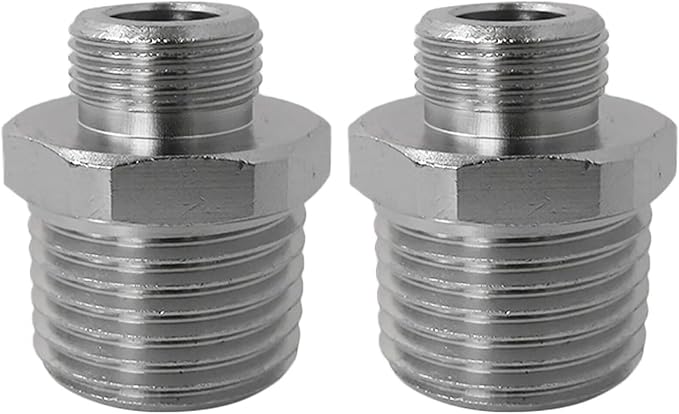 Homesweet RV Water Hose Connector, 1/2" Male to 3/8" Male Brass Reducer Adapter, Leak-Proof Design with Sealing Washer for Camper Plumbing, 2-Pack