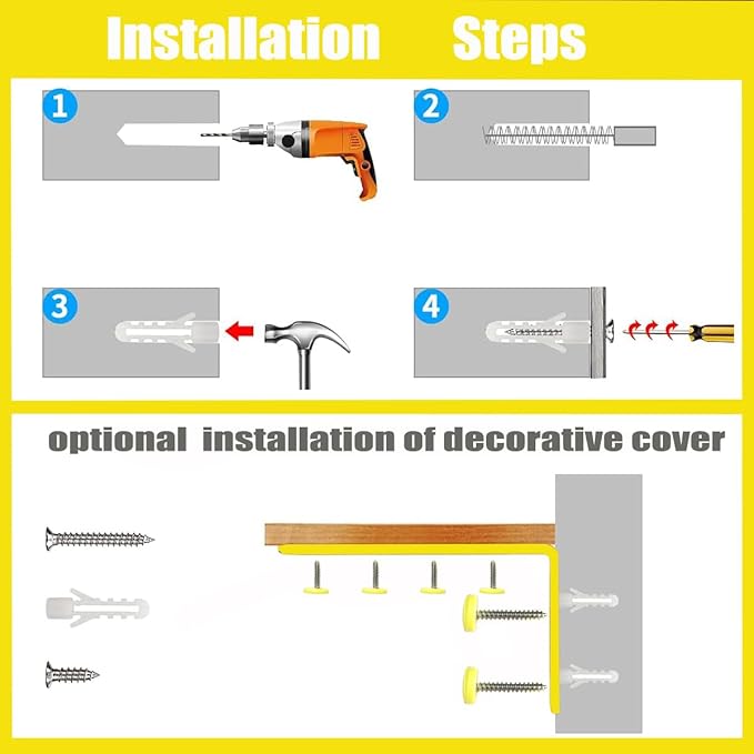 Anti Tip Furniture Anchors for Baby Pet Proofing,Furniture Wall Anchor Furniture Dresser Bookshelf Falling Prevention Device for Children (Yellow)