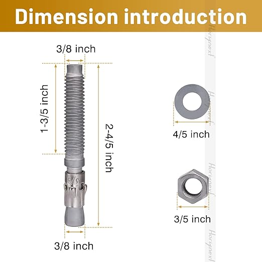 3/8 x 3 inch Wedge Anchor Galvanized Carbon Steel, Expansion Screw Bolt Heavy Duty Fastener for Concrete Masonry Cement（Pack of 10pcs