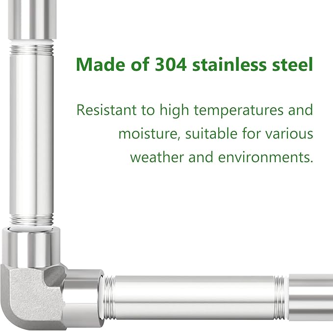 TAISHER 2PCS Stainless Steel Pipe Fittings, 1/2" BSP Male x 1/2" BSP Male Threaded, 4" Length Nipple Cast Pipe