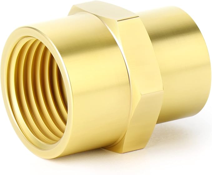 GASHER 5PCS Brass Pipe Fitting, Coupling, Reducer Adapter, 1/2" x 3/8" NPT Female