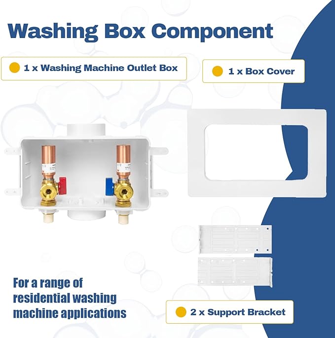 30-PACK GUOFIS Washing Machine Outlet Box with Center Drain,PEX Laundry Washer Box with Copper Water Hammer Arrestor (1/2"CPVC Connection Inlet X 3/4"MHT Outlet)