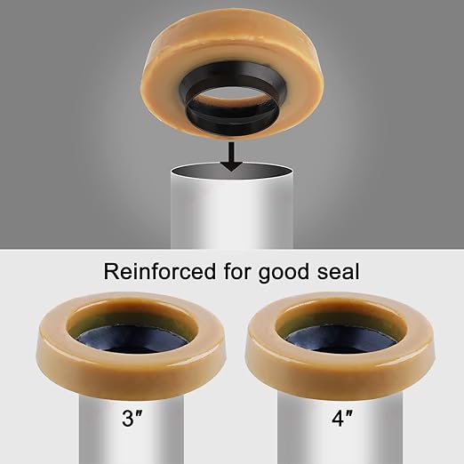 iFealClear 2 Sets Toilet Wax Ring Kit with Bolts, PE Flange and Extra Retainers, Thick Wax Ring Gasket for Toilet Bowl, Washers Bolt Caps Gasket Use for Most Toilets- Gas, Odor and Watertight Seal