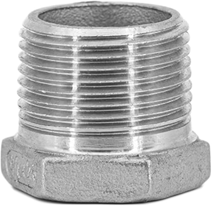 Stainless Steel Reducer Hex Bushing, 1/2" Male NPT to 1/4" Female NPT,Reducing Adapter Cast Pipe Fitting