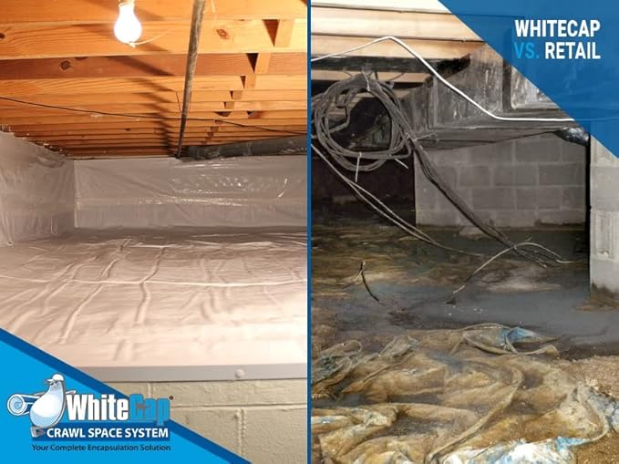 Whitecap - Dura Skrim String Reinforced White Plastic Sheeting - 12 Mil - (12' x 100') - Extremely Durable, Weatherproof, Vapor Barrier Polyethylene Roll for Crawlspace, Construction
