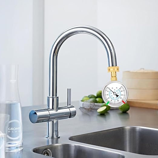 0-200PSI Stainless Steel Water Pressure Gauge Kit, 2.5" Dial Size, 3/4" Brass Female Lower Mount, with Sealing Ring, Plus 5 adapters, for Checking Gardens, Water Pipes, Multiple Systems