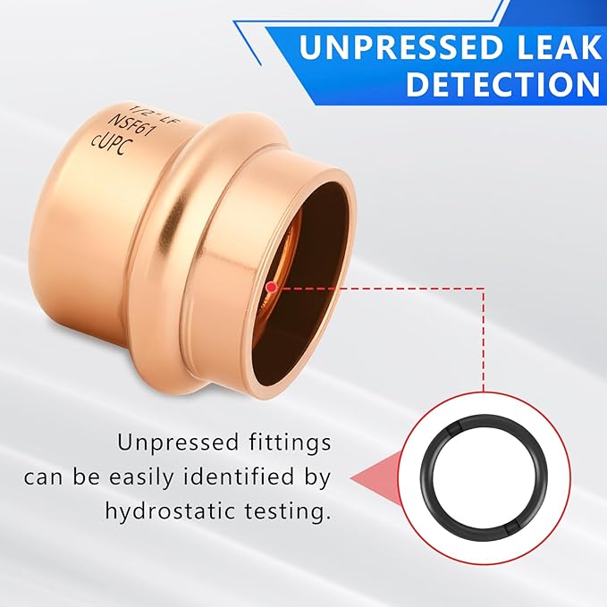 10-Pack YVSKM 1/2" Copper Press Cap, Lead-Free Copper Pipe Fitting End Cap for Press Plumbing Systems, Hot & Cold Water, HVAC & Potable Water Applications