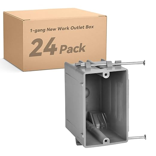1-Gang New Work Outlet Box, PVC Electrical Box for Switch,GFCI,Dimmer, 22 Cubic Inch, UL Listed, 24 Pack