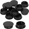 uxcell 15Pcs Plastic Hole Plugs, 30mm(1-3/16") Flush Type Panel Plugs, Round Snap Knockout Locking Plugs for Furniture Insert End Caps Panels, Black