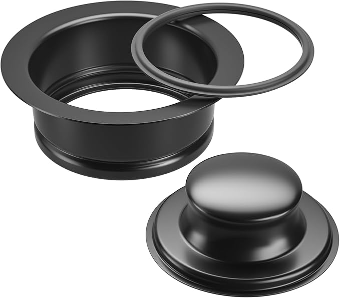 Kitchen Sink Flange Stopper,Garbage Disposal Flange and Sink Stopper,fit Stainless Steel 3-1/2 inch Standard Sink Drain,Black Colour